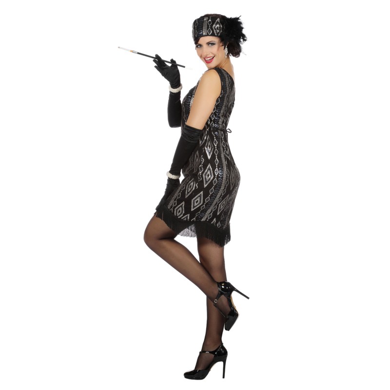 Charleston Kleid  schw.-silber Gr. 38