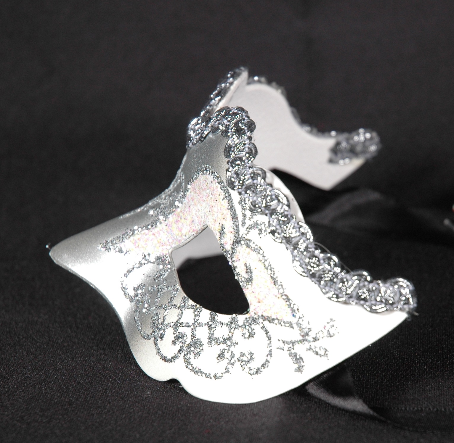 Venezianische Maske Columbine Baby weiß-silber STAR