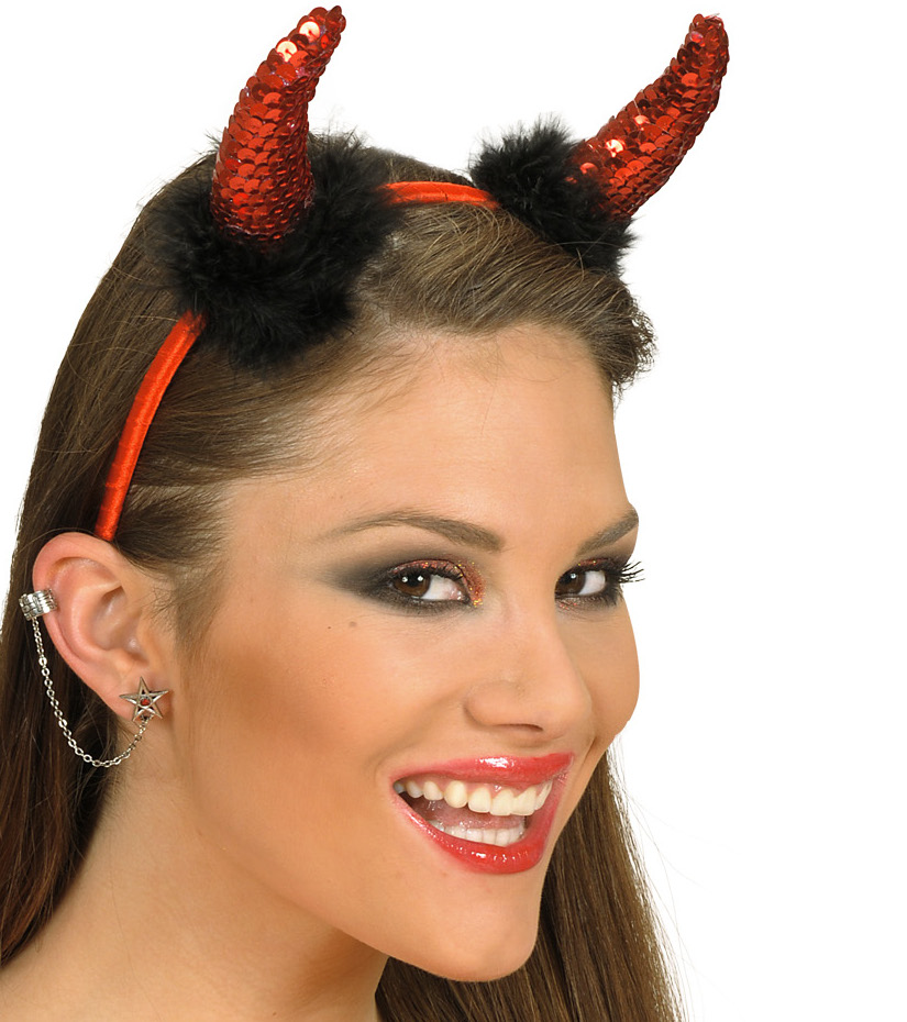 Rote Teufelshörner mit Pailletten