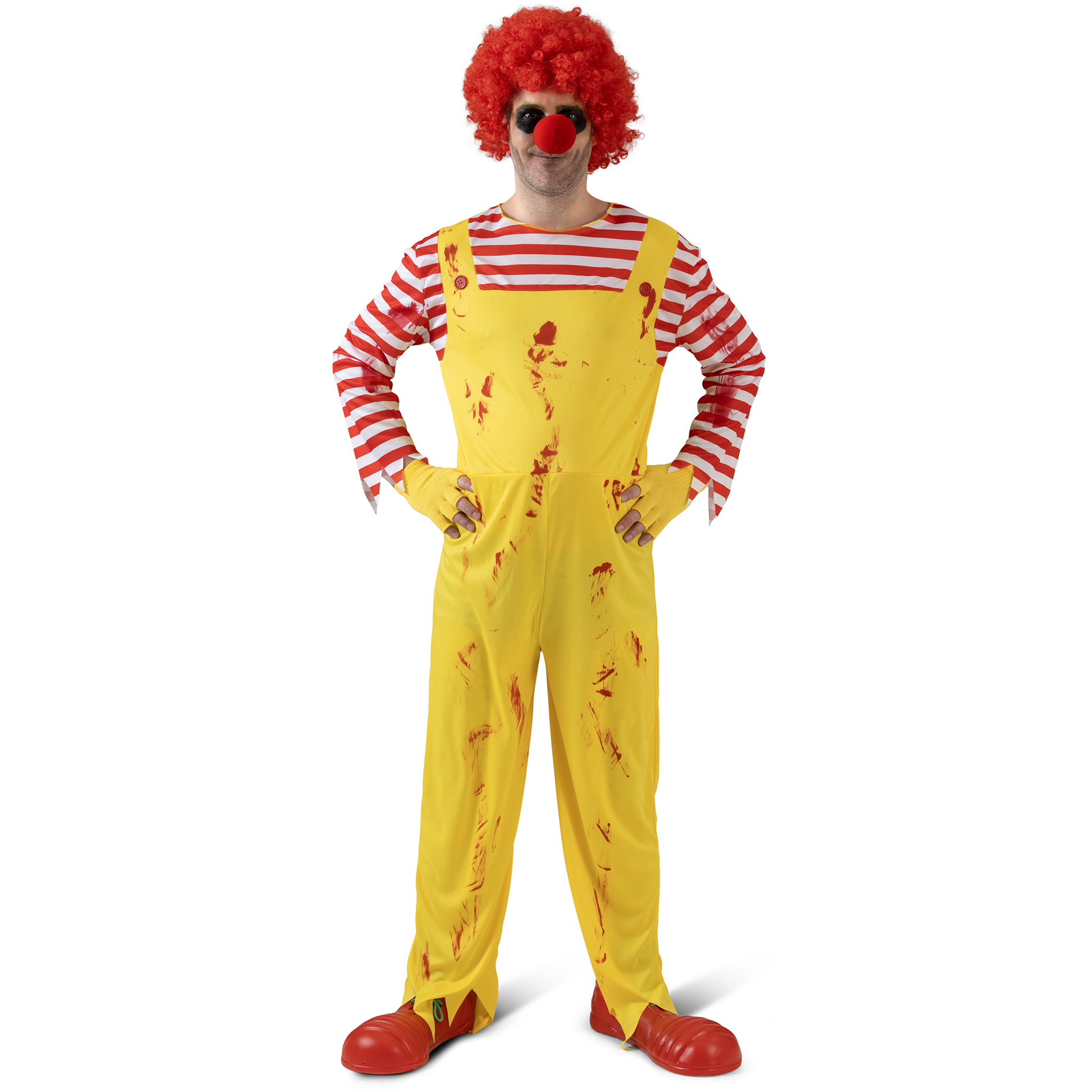 Halloween Clown 48-50 gelb-rot mit Blutflecken