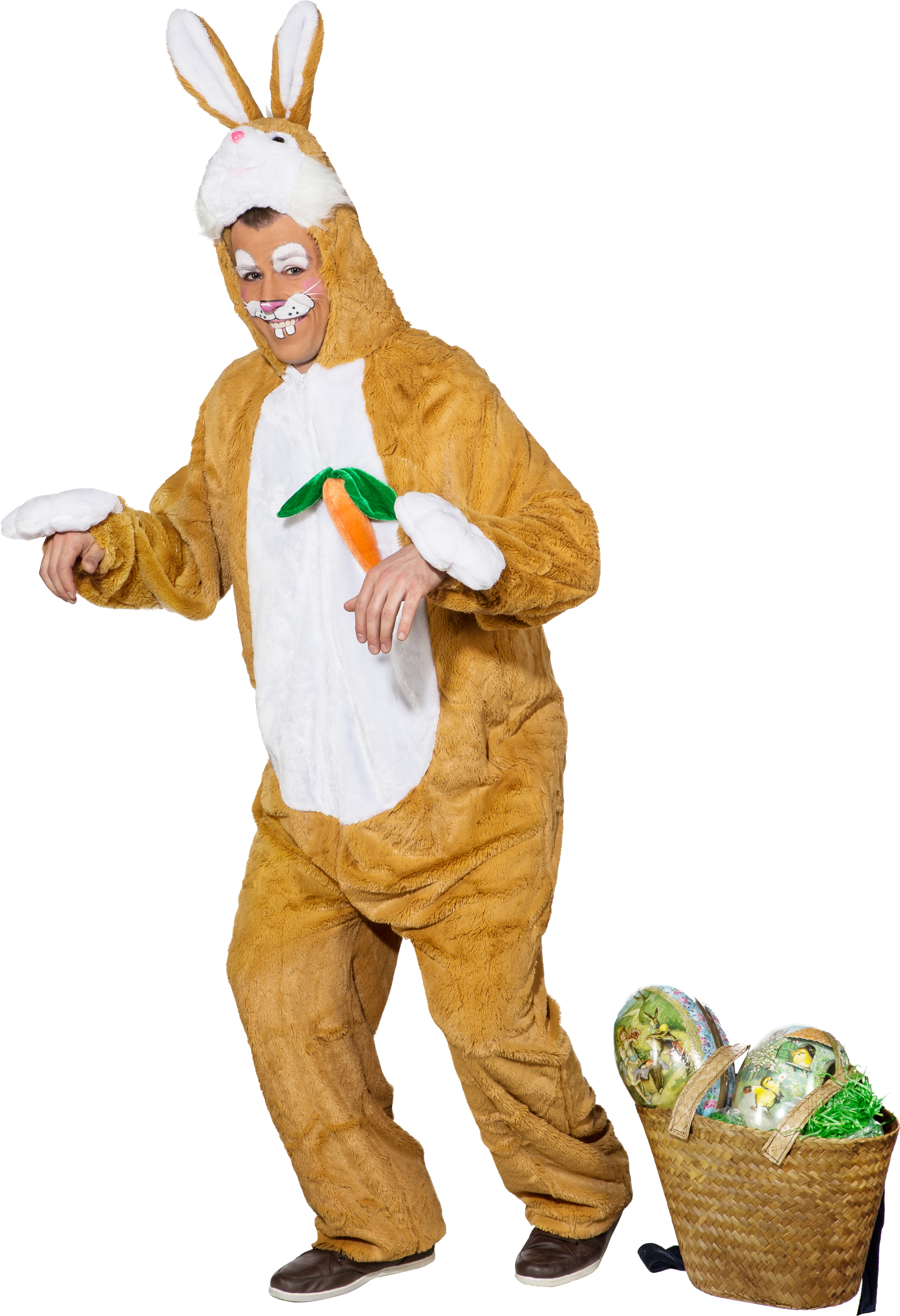 Hasen Overall in braun mit Kopf Herrengröße