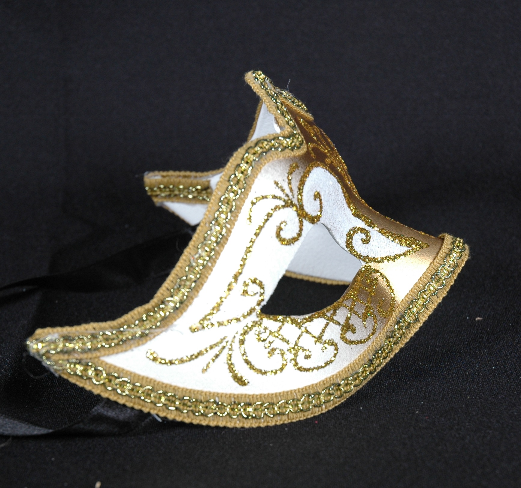 Venezianische Maske Columbine  PUNTA  Star  gold-weiss