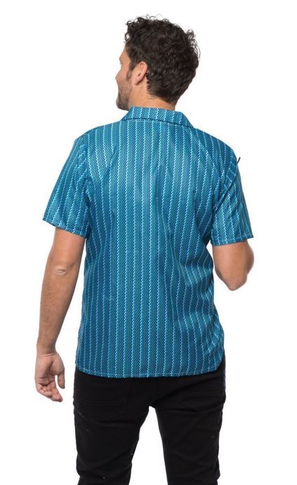 Retro 70er Hemd MEDIUM blau