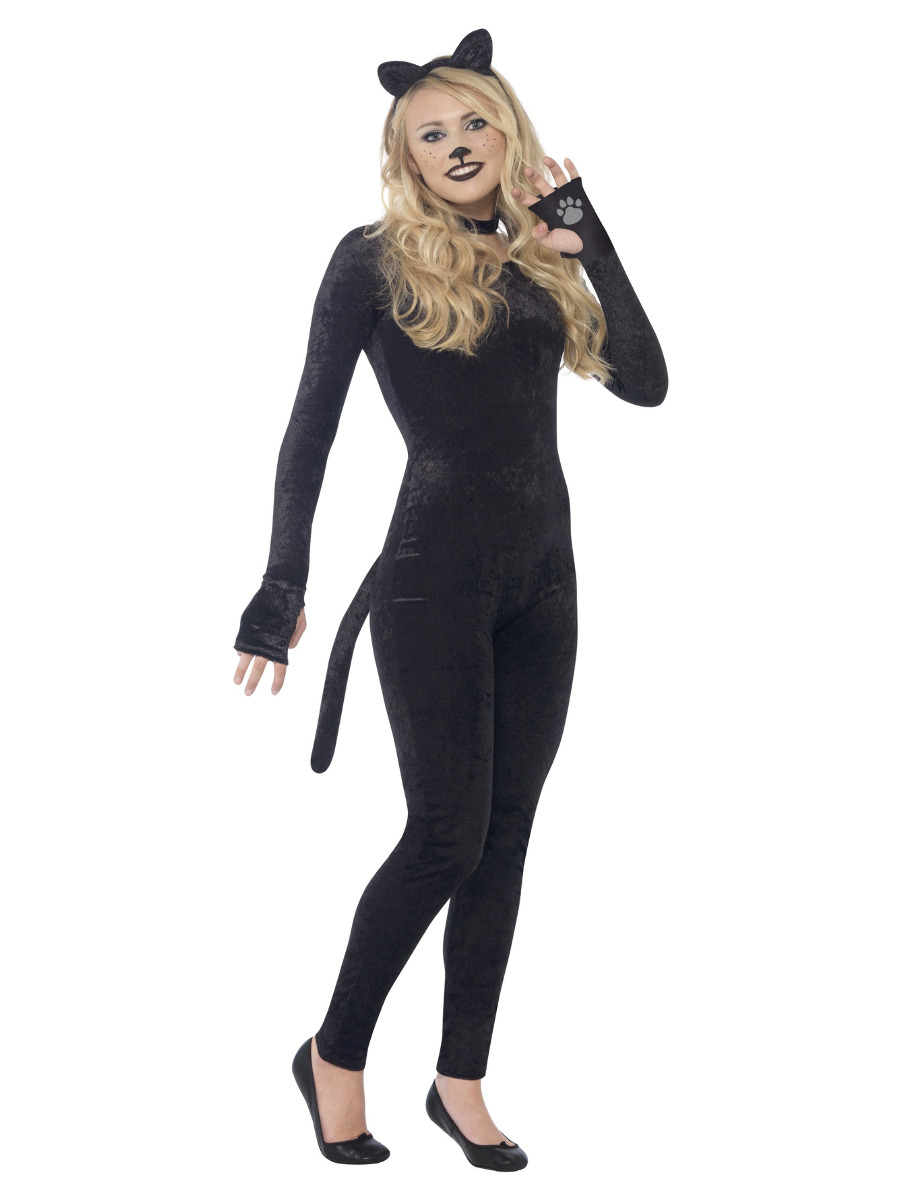 Katzenoverall schwarz für Damen X-SMALL