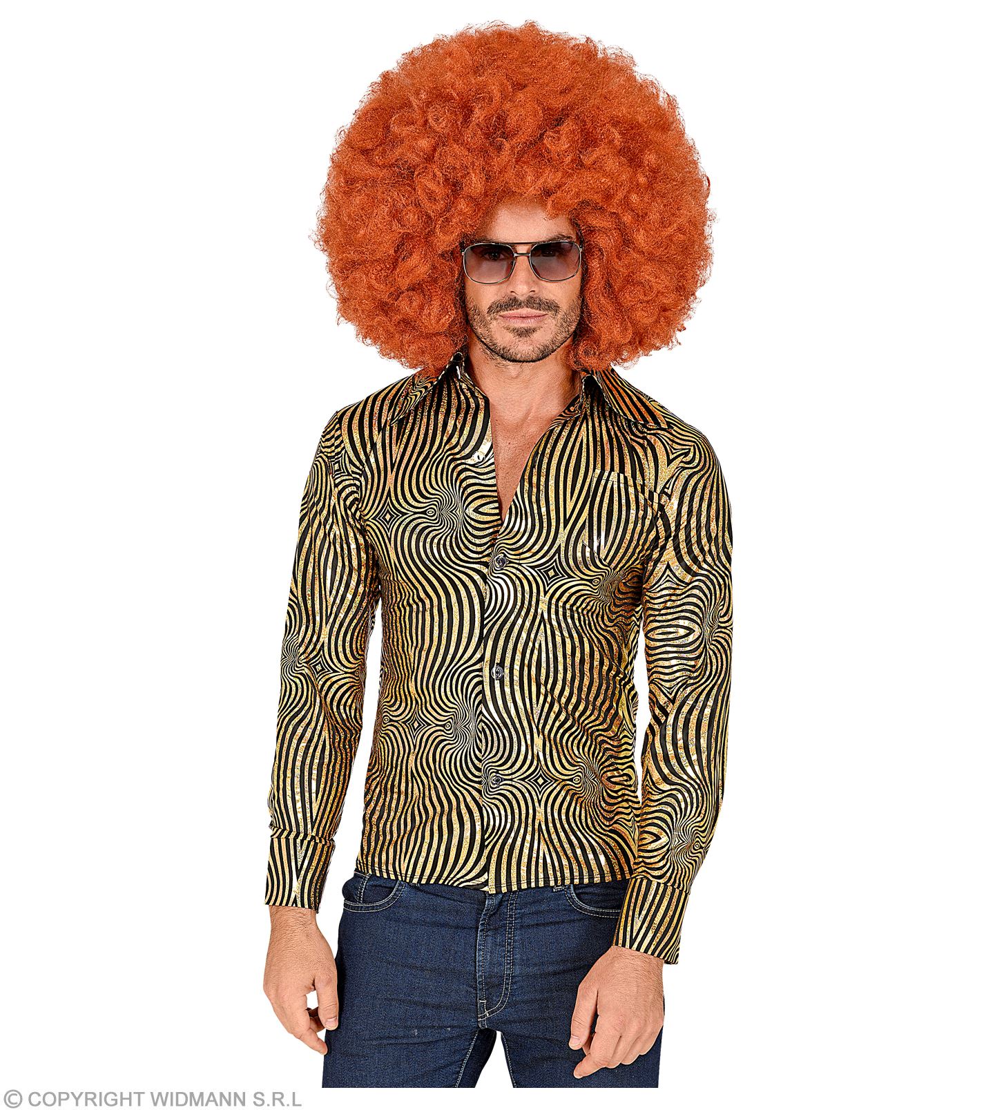 70er Disco Shirt  L/XL  gold-schwarz