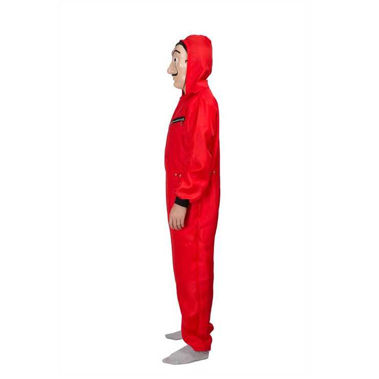 Roter Overall mit Kapuze und Maske XL / XXL für Erwachsene