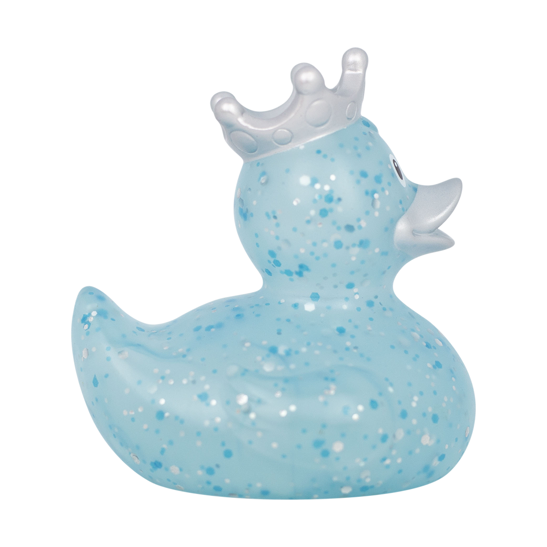 Blaue Glitzer Badeente mit Krone ca. 8,5cm