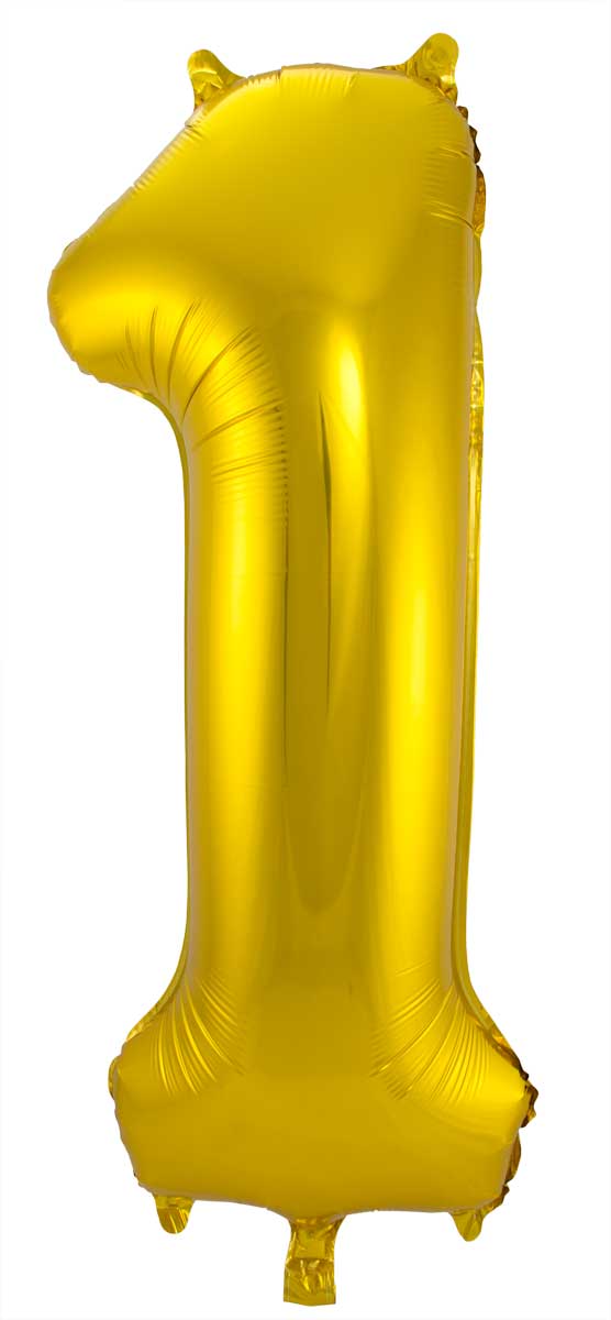 Zahlenballon "1" gold 86cm Folie