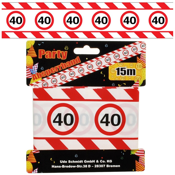 Geburtstagsdeko Absperrband in rot-weiß "40er"