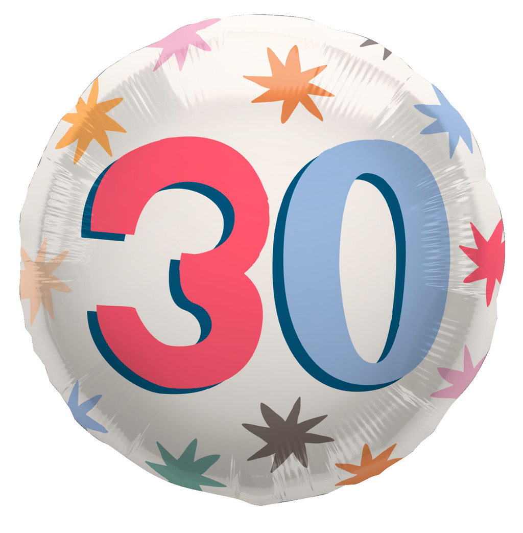 Folienballon 30er Happy Birthday ca.45cm Starburst Desing