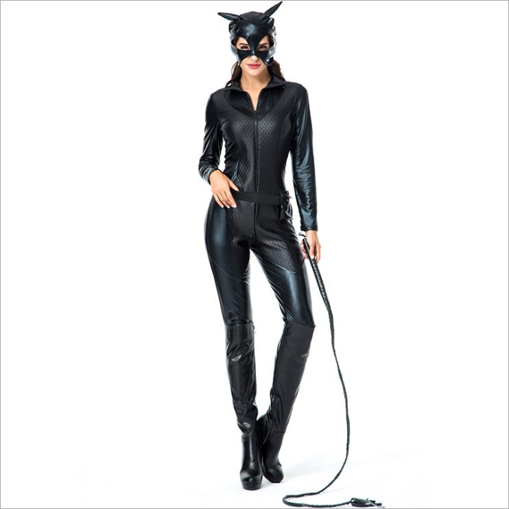 Cat Woman Overall M mit Gürtel und Maske