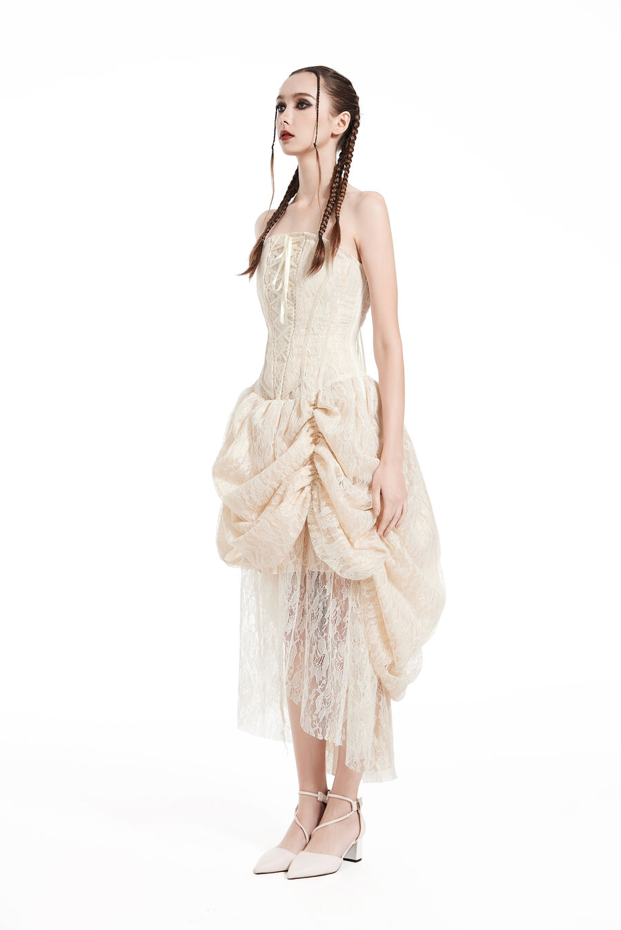 Corsage Kleid beige  L  Gr.38/40