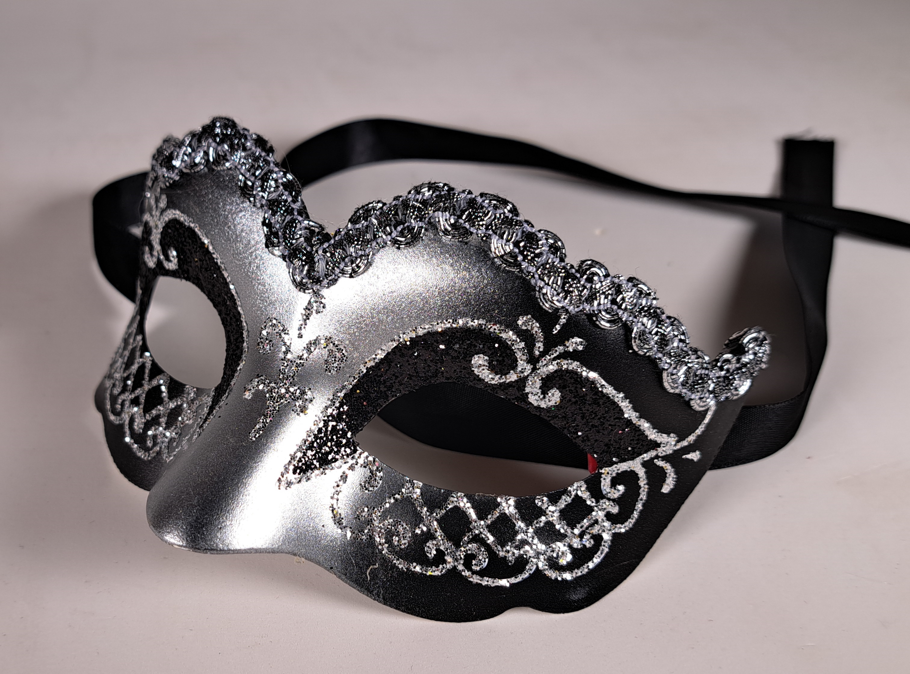 Venezianische Maske Columbine Baby schwarz-silber STAR