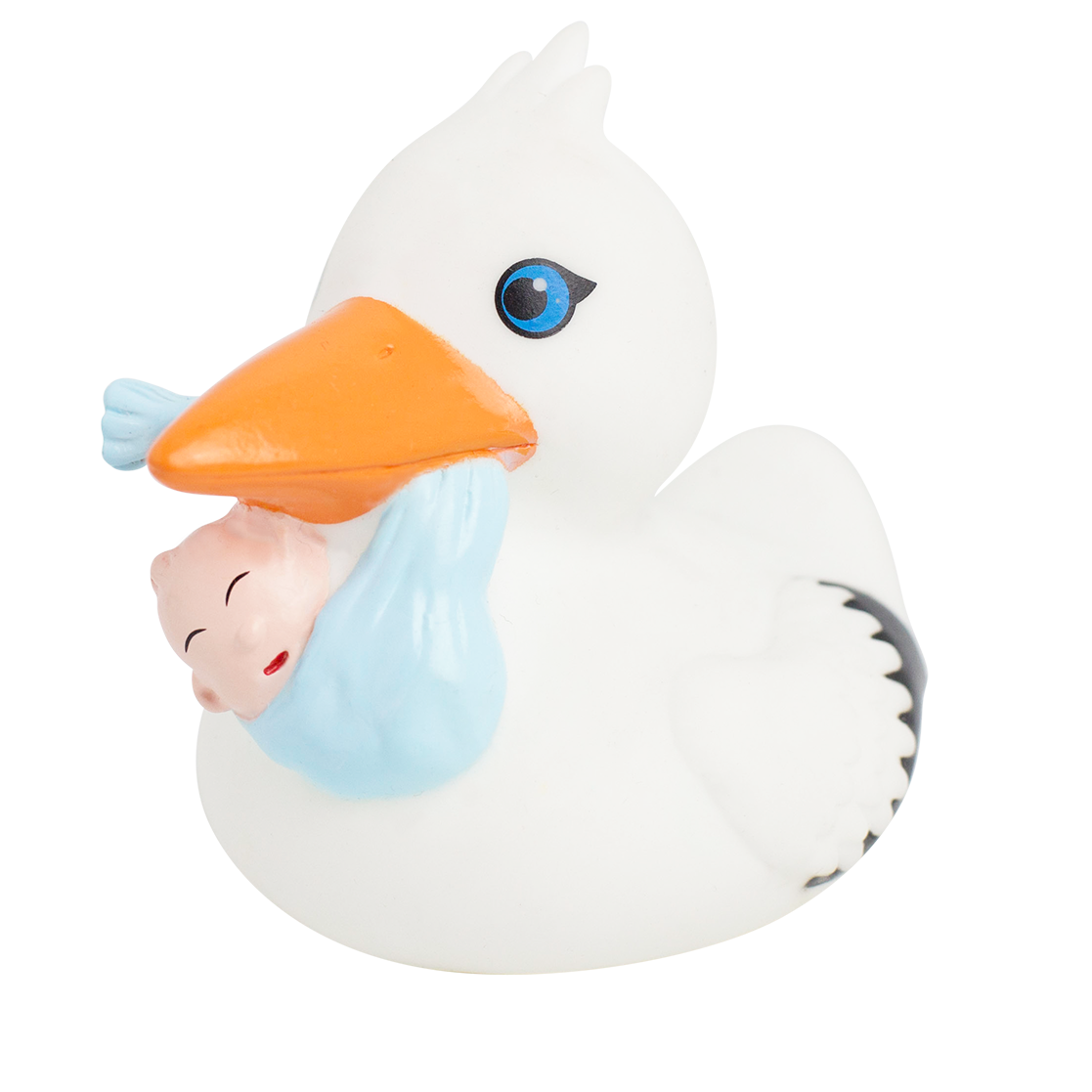Badeente als Storch mit Baby ca. 8,5cm