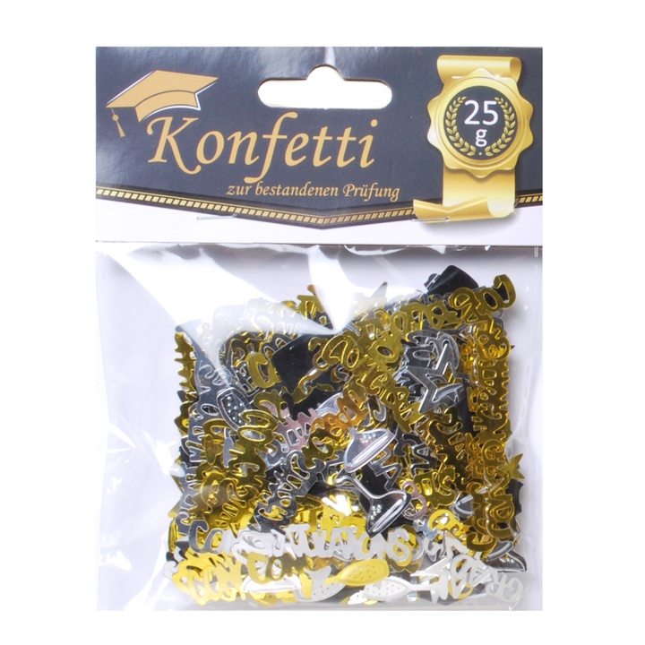 Metallic Konfetti "Graduation"  gold-silber-schwarz ca. 25 gr