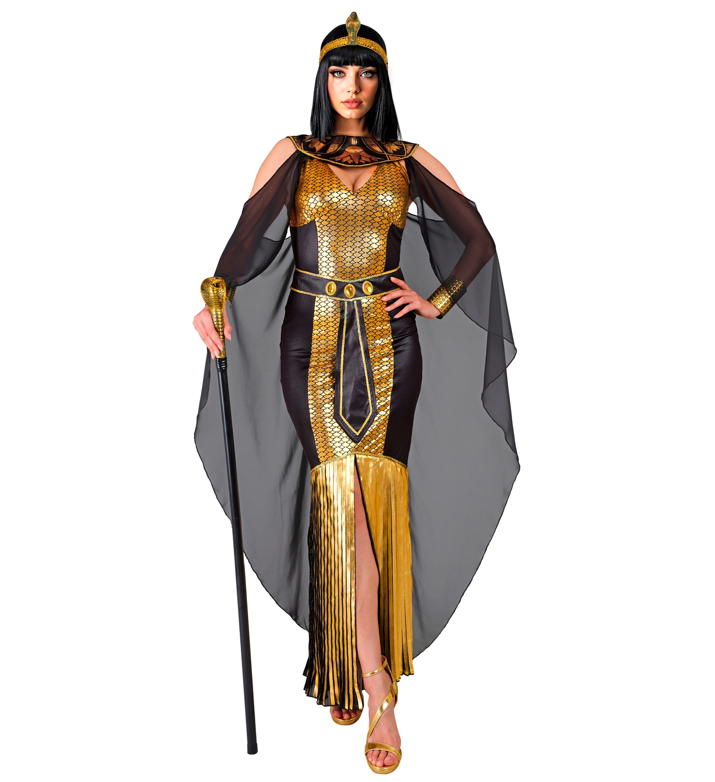 Cleopatra Kleid schwarz-gold MEDIUM
