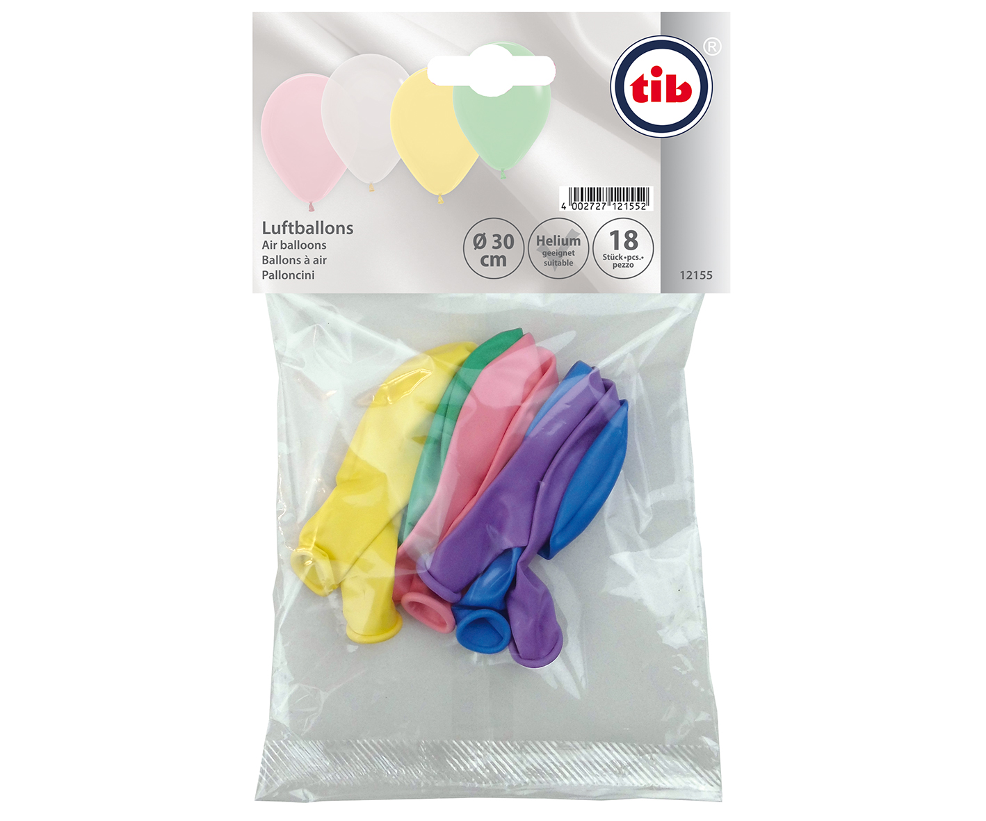 18 Stück Luftballon pastell; bunt sortierte Farben