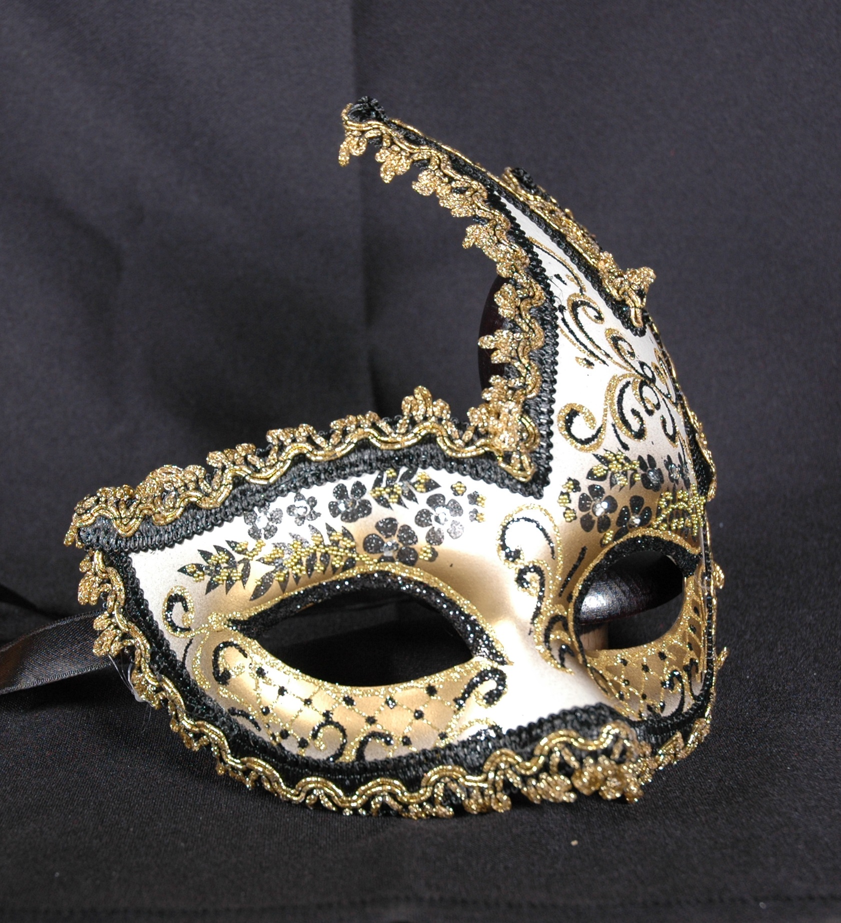 Venezianische Maske Columbine ONDA "Giada" gold-weiß