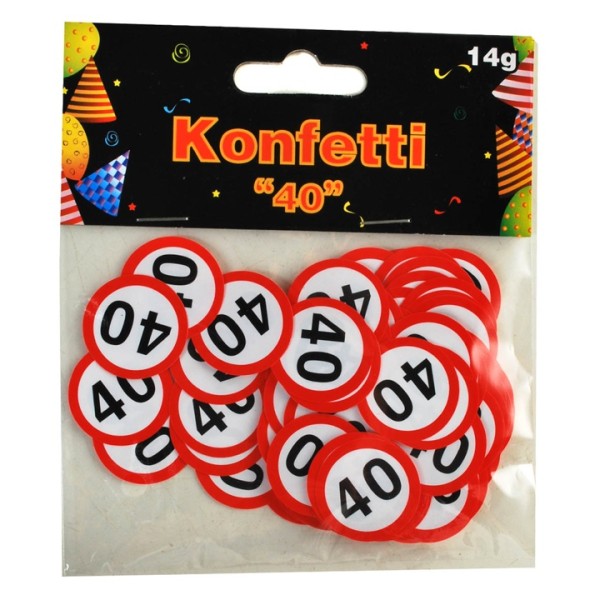 Konfetti "40" Verkehrsschild-Motiv  14gr