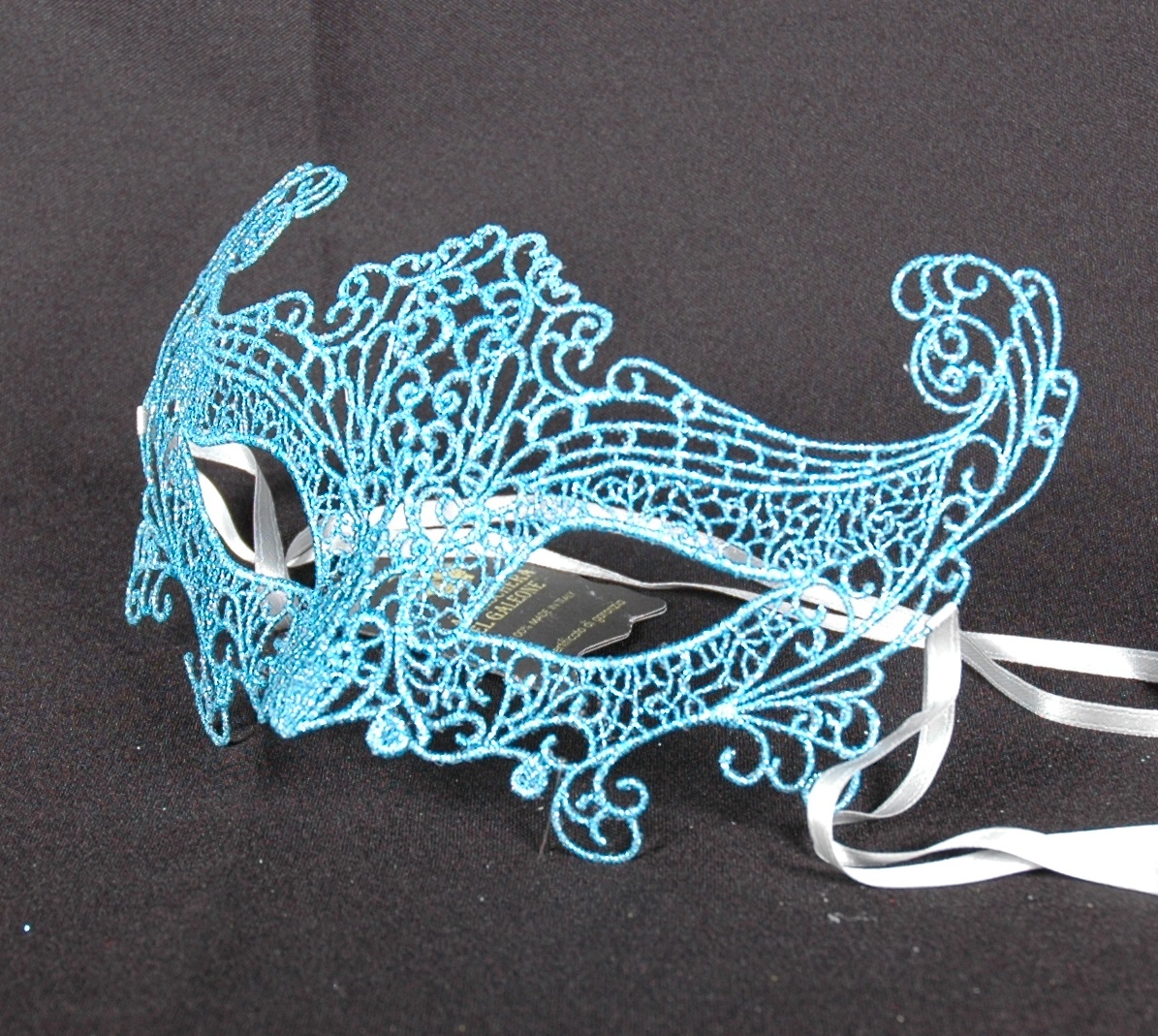 Venezianische Spitzen-Maske hell-blau glitter