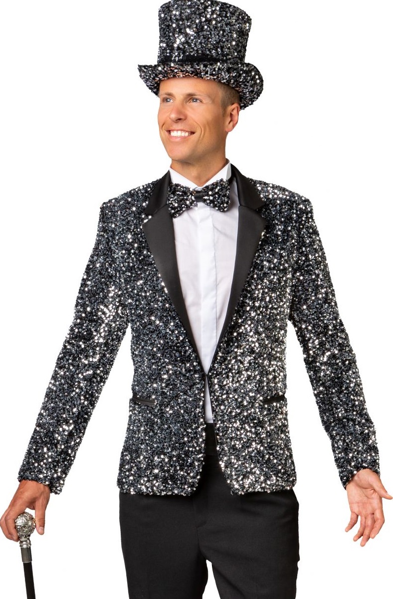 Silber Pailletten Jacke deluxe Größe 54