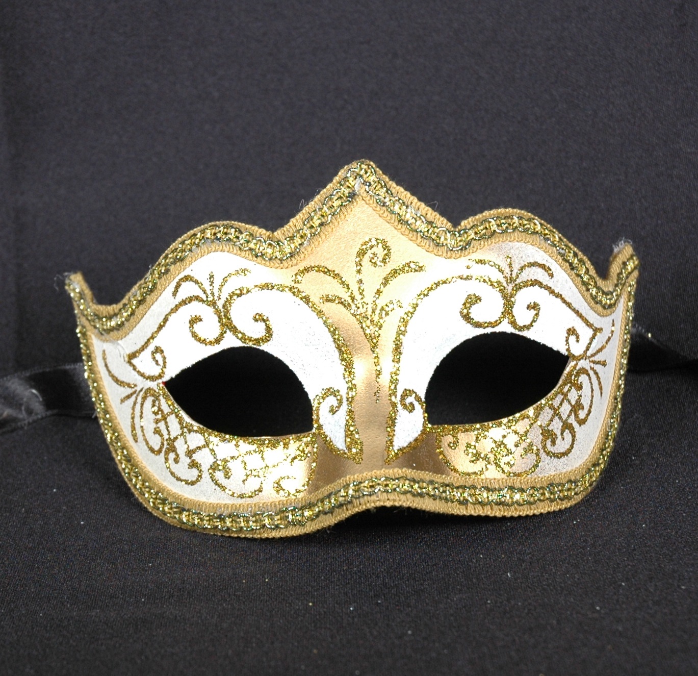 Venezianische Maske Columbine  PUNTA  Star  gold-weiss