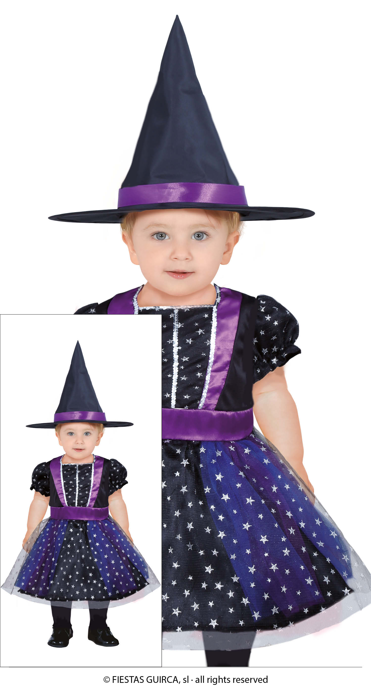 Baby Hexen Kleid schw-lila 18-24 M m. Hut