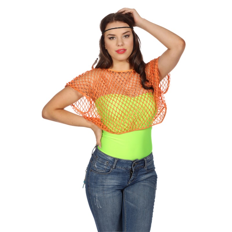 Netz-Shirt kurze Ärmel  ORANGE   OSZ