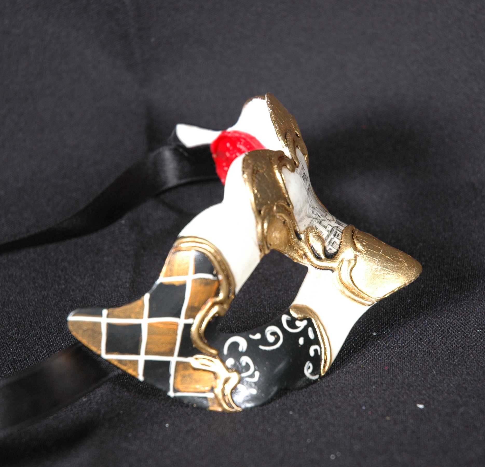 Venezianische Maske Columbine Baby VENEZIA schwarz-gold