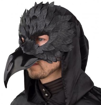 Raben Maske Rabe schwarz mit langem Schnabel