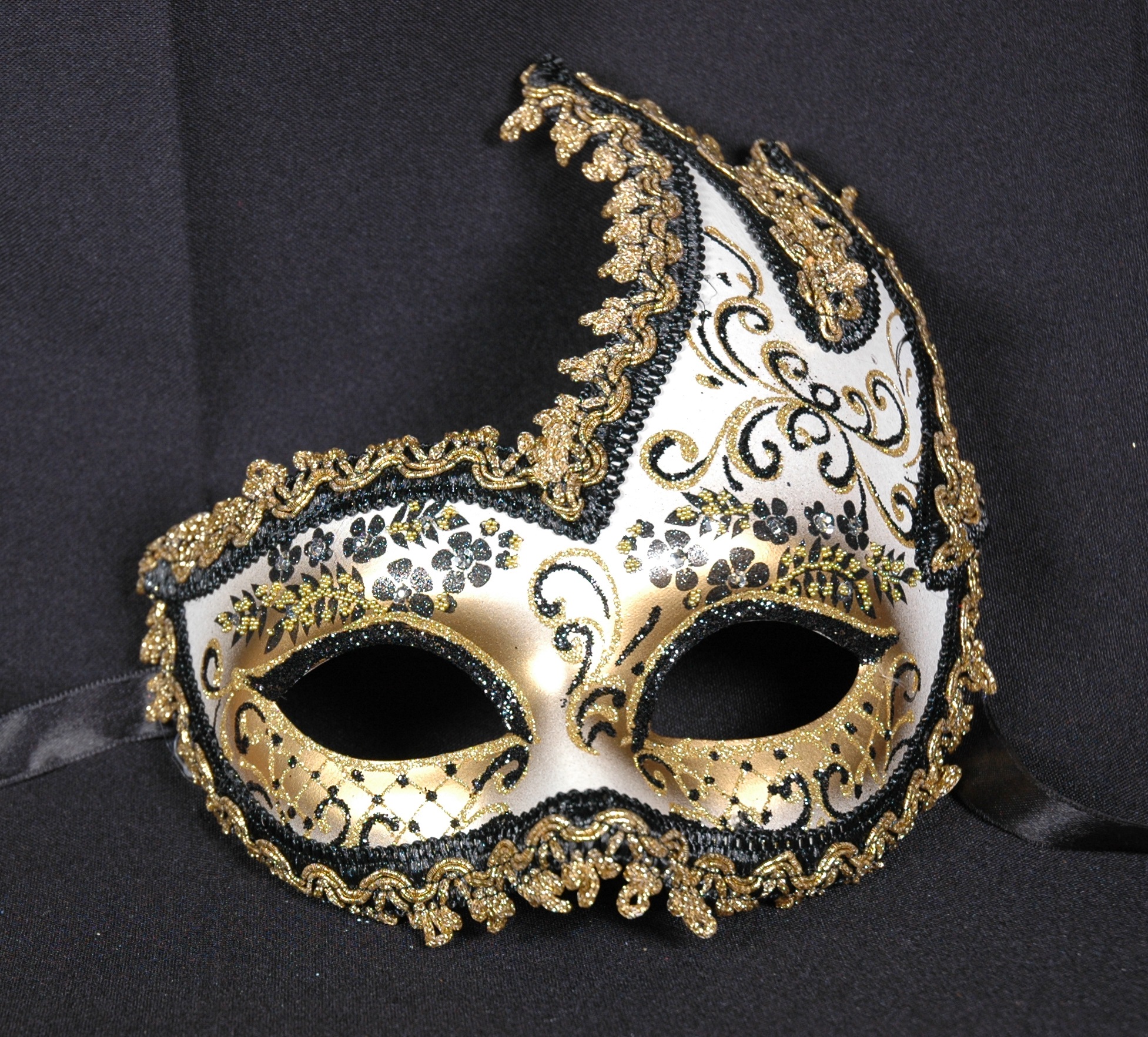 Venezianische Maske Columbine ONDA "Giada" gold-weiß