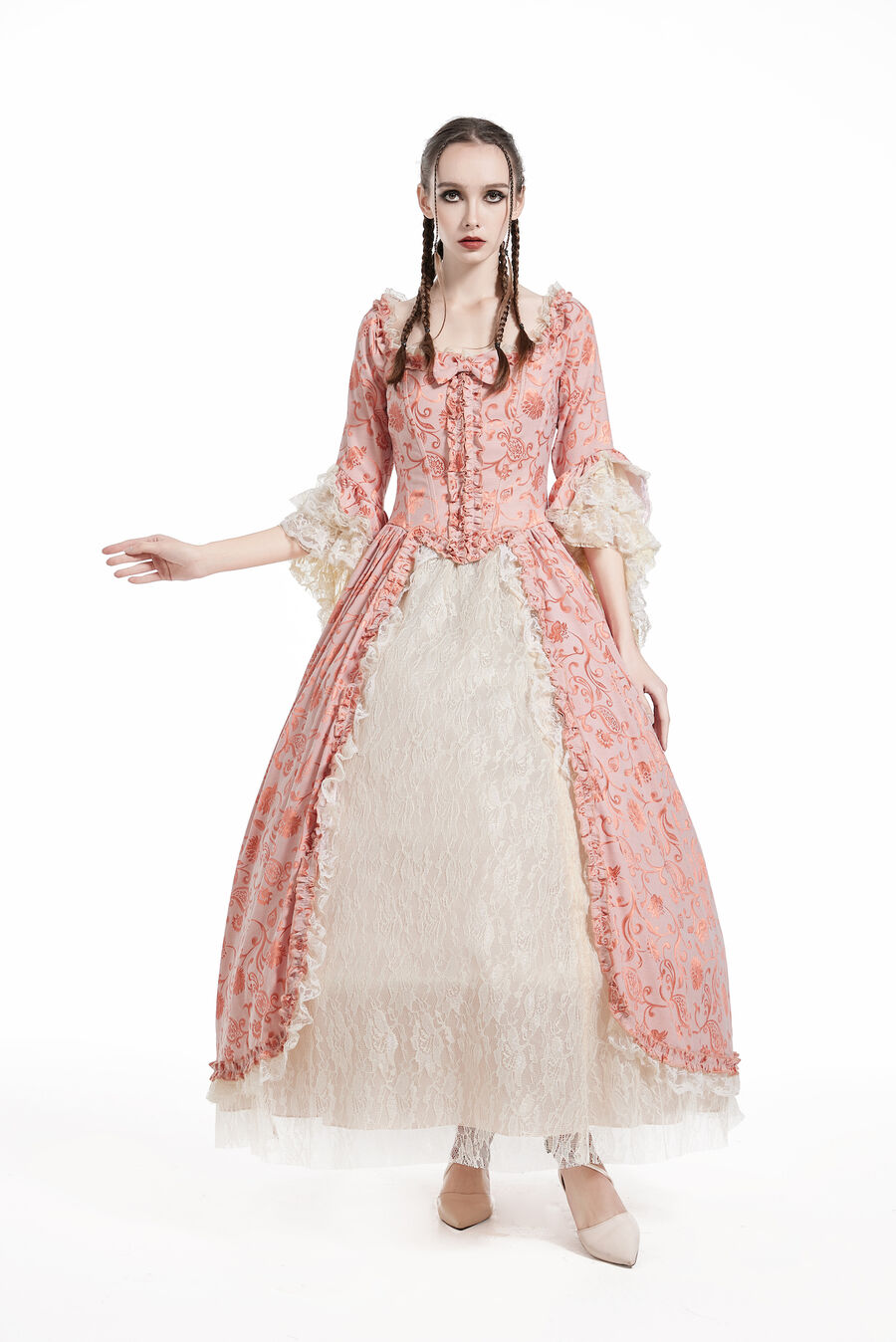 Barock Kleid 2teilig orange M  36/38