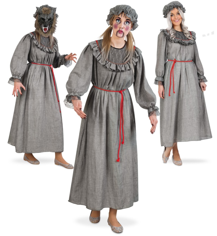 Großmutter Kleid Grau Gr.38 mit Haube