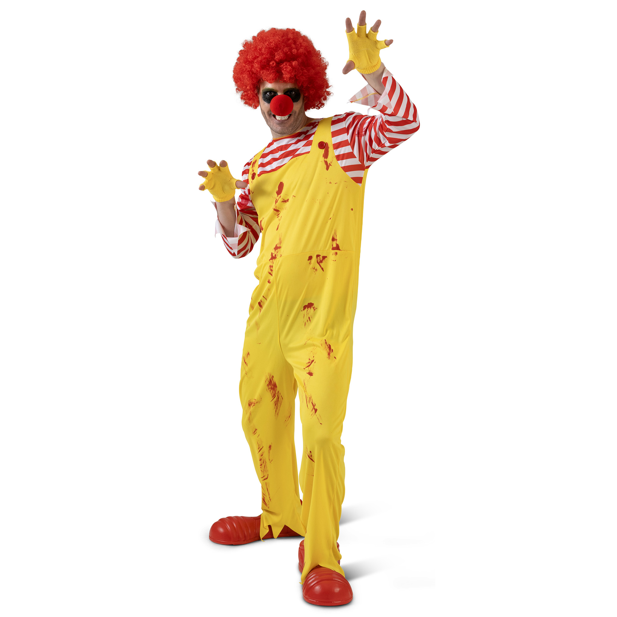 Halloween Clown 48-50 gelb-rot mit Blutflecken