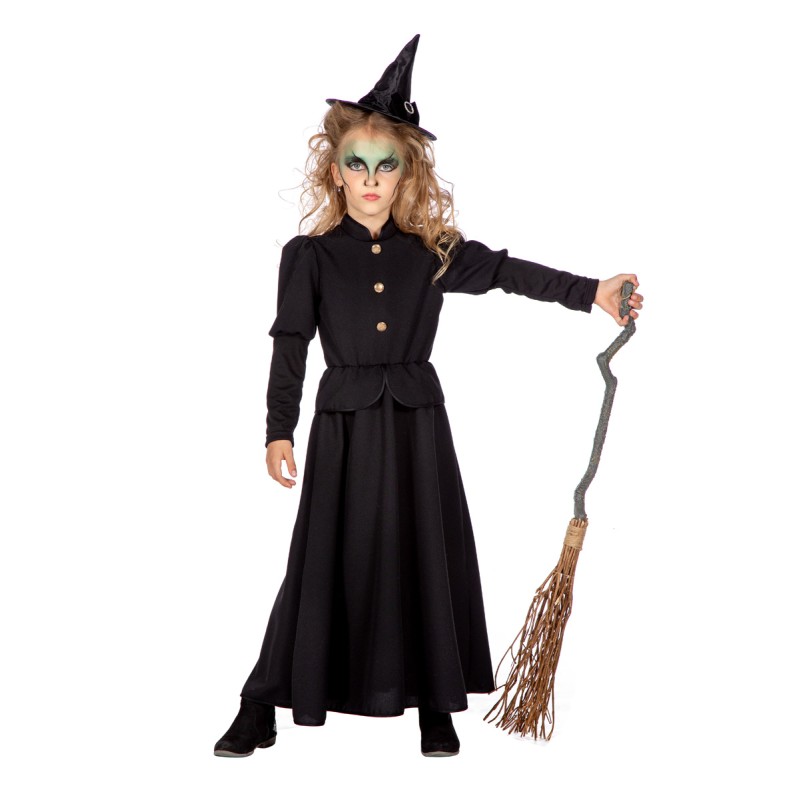 Langes schwarzes Hexen Kleid Gr. 128