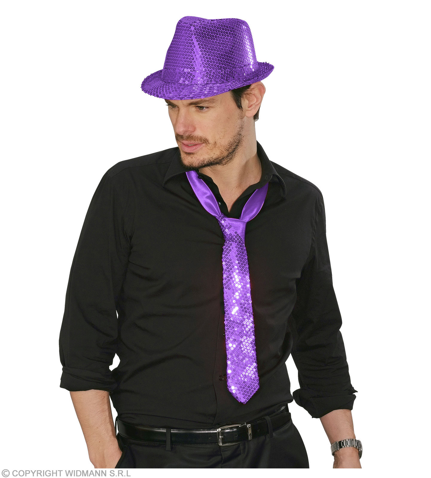 Krawatte violett Pailetten