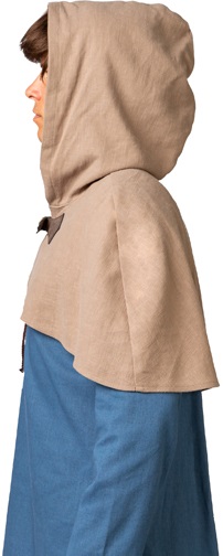 Mittelalter Gugel, Umhang mit Kapuze natur-farben