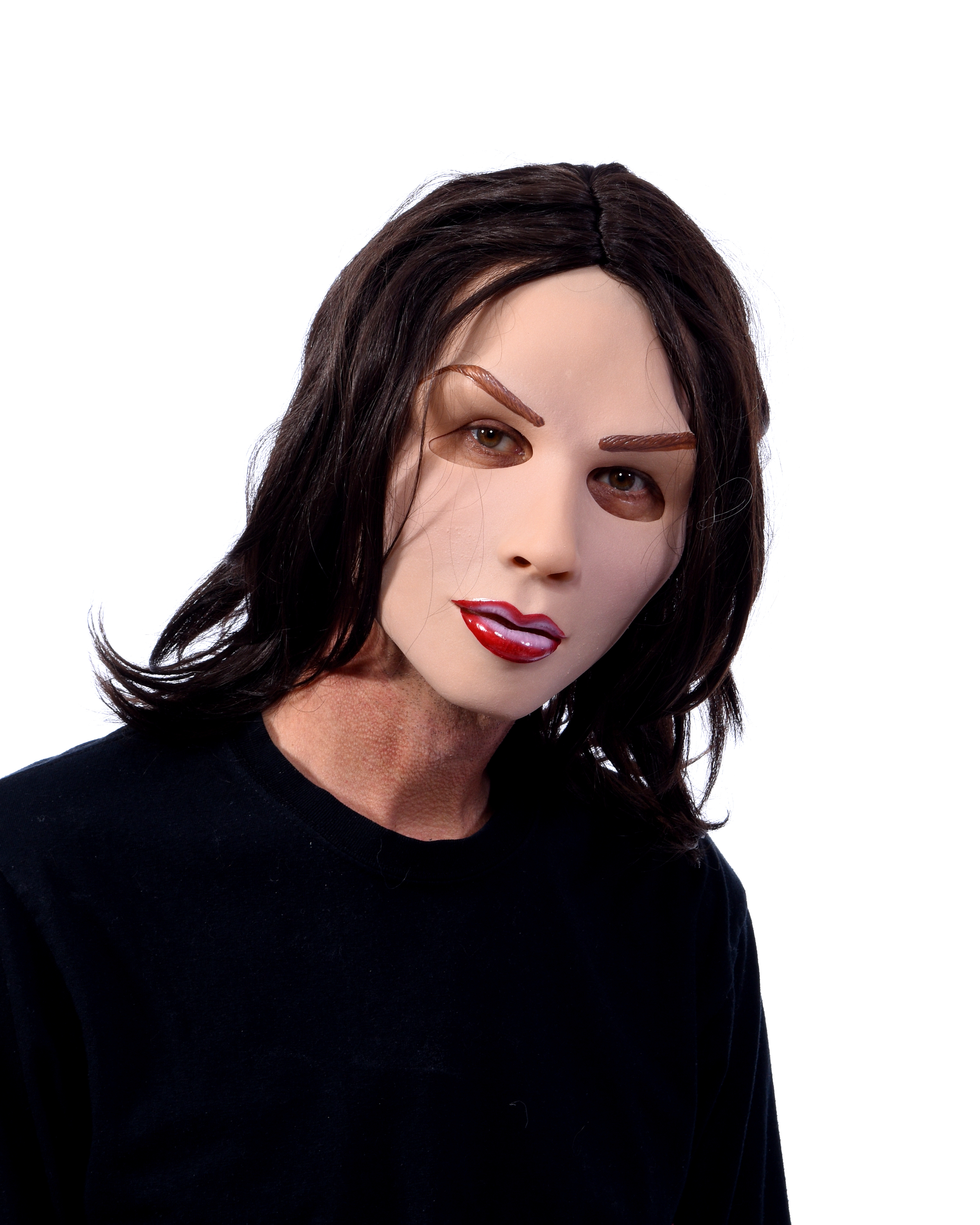 Madam Sylvia Soft Latex Maske mit braunen Haaren