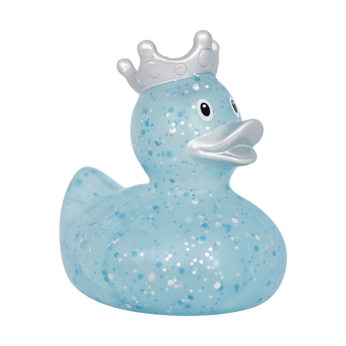 Blaue Glitzer Badeente mit Krone ca. 8,5cm