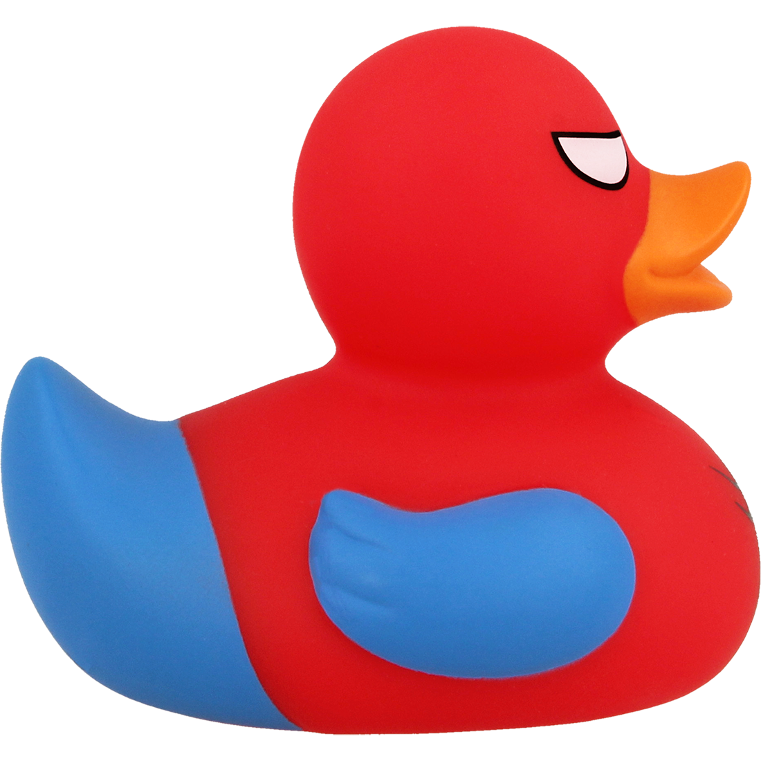 Badeente "Spider" rot-blau   ca. 8,5cm