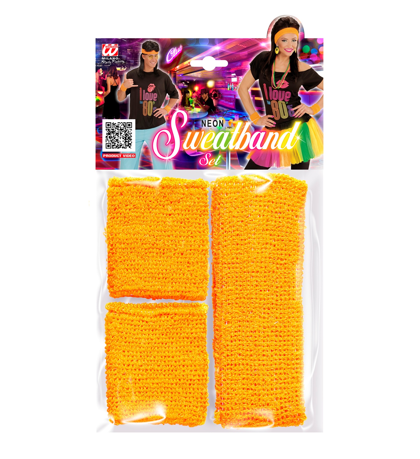 80er Jahre Set  Stirnband + Schweißbänder neon-orange