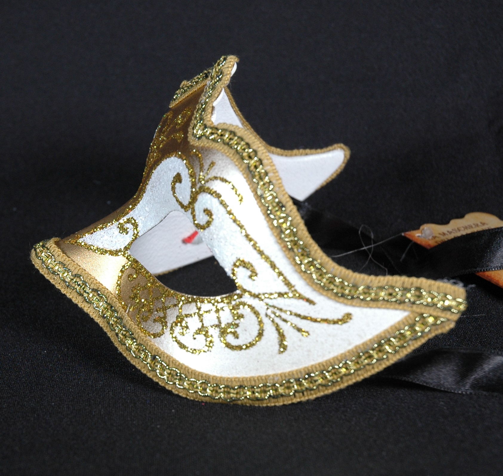 Venezianische Maske Columbine  PUNTA  Star  gold-weiss