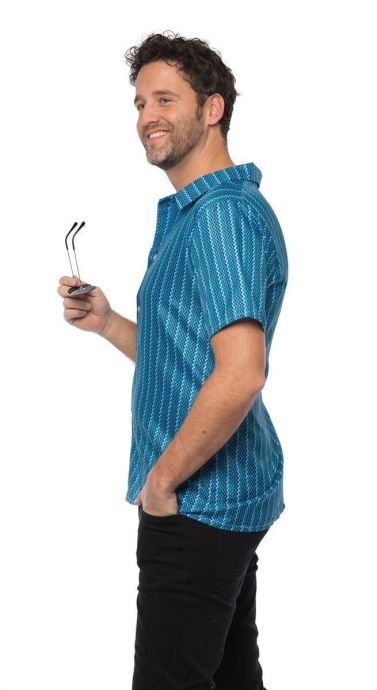 Retro 70er Hemd MEDIUM blau