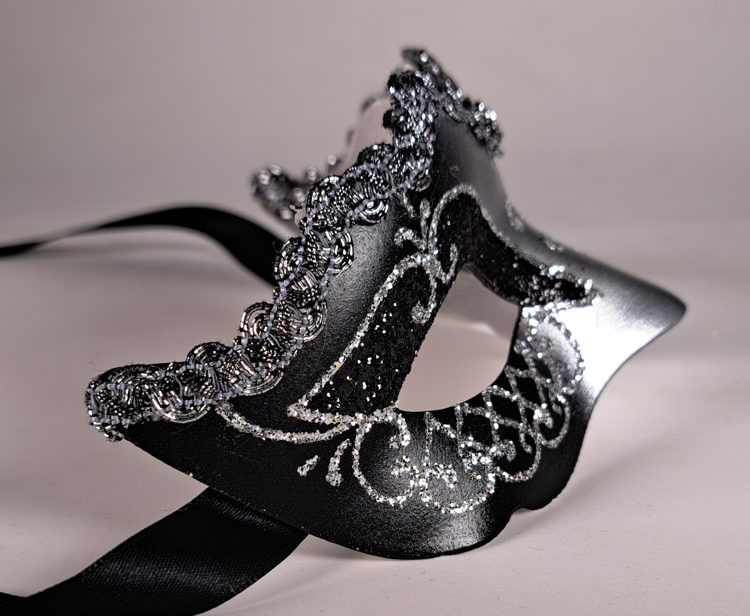 Venezianische Maske Columbine Baby schwarz-silber STAR