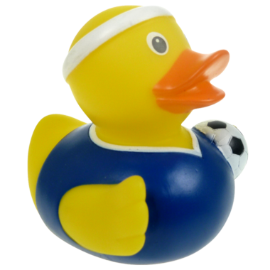 Fußball Badeente mit blauem Trikot 8cm