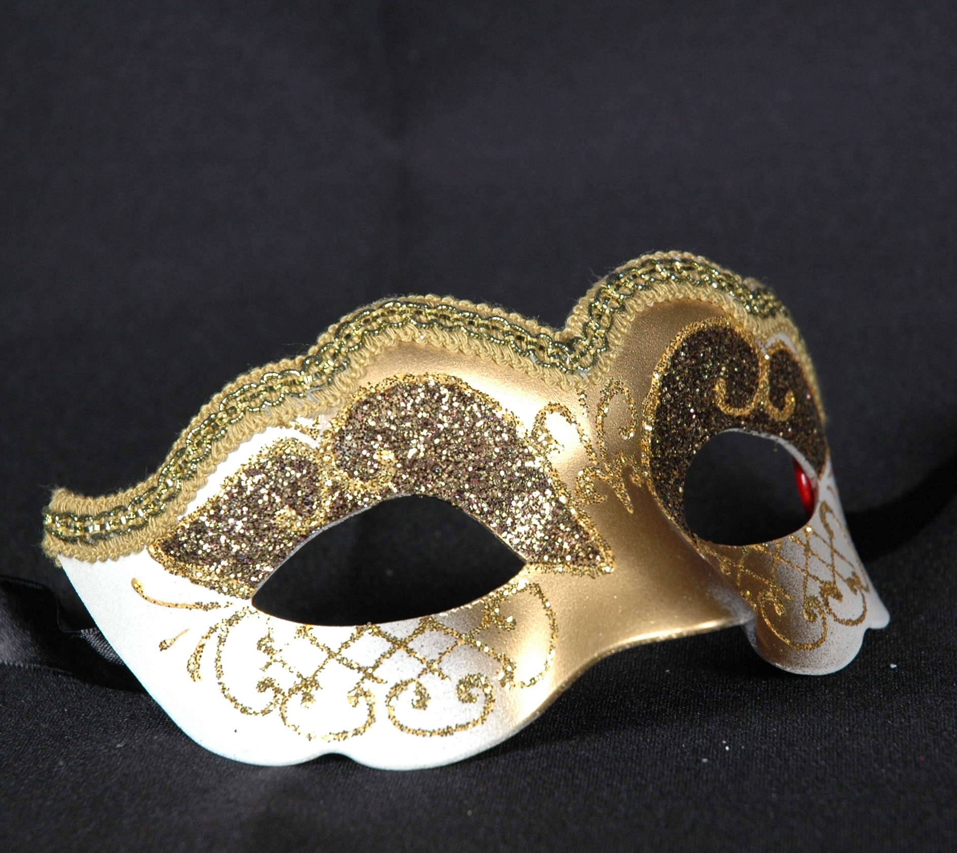 Venezianische Maske Columbine Baby gold-weiß STAR