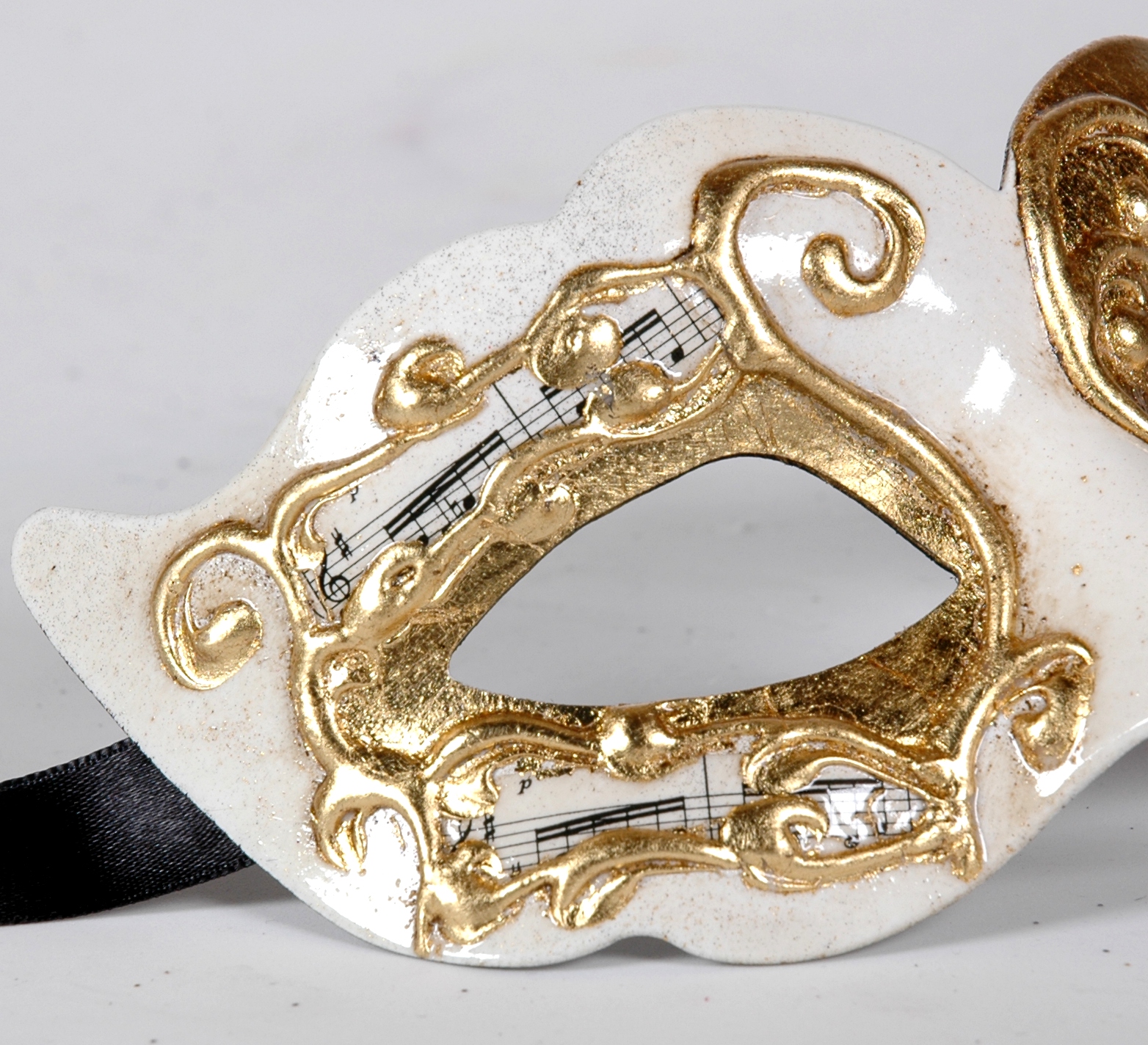 Venezianische Maske Columbine Baby  Sinfonia  weiss-gold