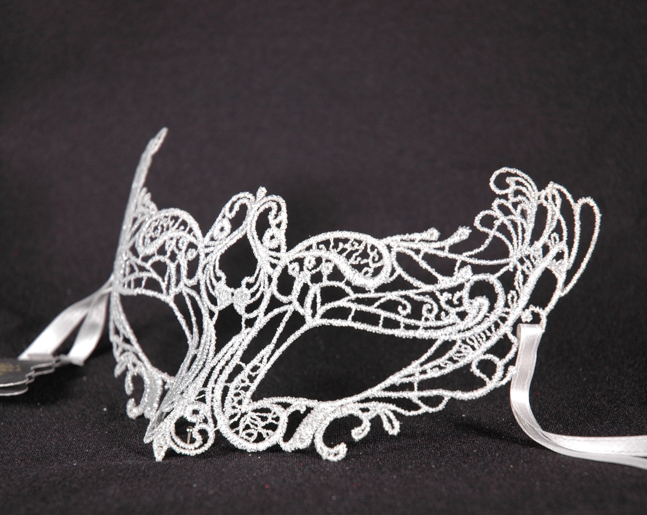 Venezianische Spitzen-Maske silber  Onda