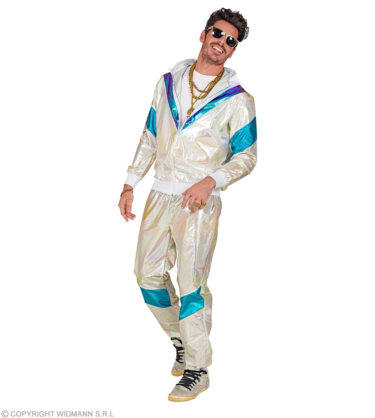 80er Jahre Trainingsanzug SMALL holographic-silber Design