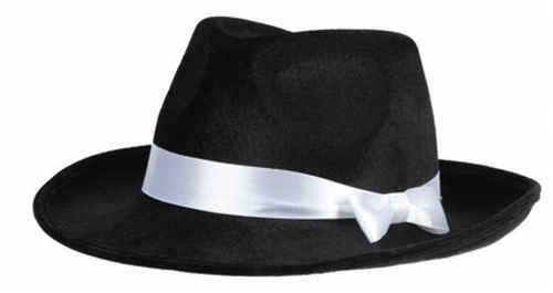 Gangster Hut schwarz mit weissem Band